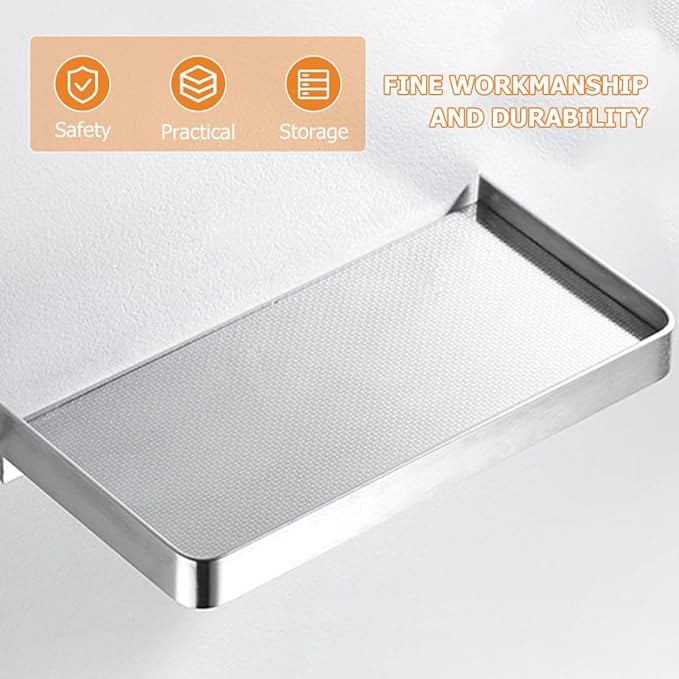 Outanaya Toilet Phone Holder and Tissue Box Shelf Stainless Steel Wall-Mounted Bathroom Organizer with Drainage Holes Cell Phone Shelf for Bathroom Storage
