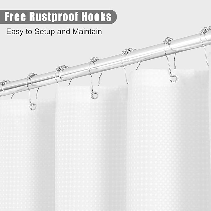 Hokibero Mountain Grey and White Shower Curtain Misty Forest Shower Curtain Nature Tree Plant Waffle Fabric Curtains for Bathroom Water Repellent Silver Gray, 72 x 72 inch