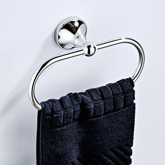 Antique Brass Oval Towel Ring 8.26'' /21cm Bathroom Towel Hanger Cabinet Towel Holder for Bathroom Kitchen Accessories Wall Mounted (Chrome)