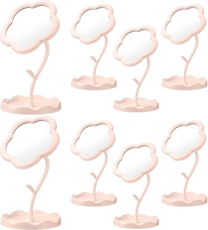 GlikCeil 8 Pcs Flower Shaped Mirror Spa Party Makeup Mirror Sleepover Party Favor for Spa Sleepover Slumber Birthday