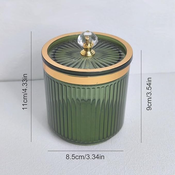 Bathroom Storage Jar for Cotton Balls Makeup Pads Accessories Holder with Protective Lid Toothpick