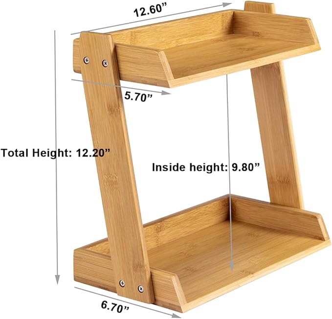 Organizer Vanity Dresser Bathroom Counter Organizer for Skincare Perfume Beauty Cosmetic, Bamboo