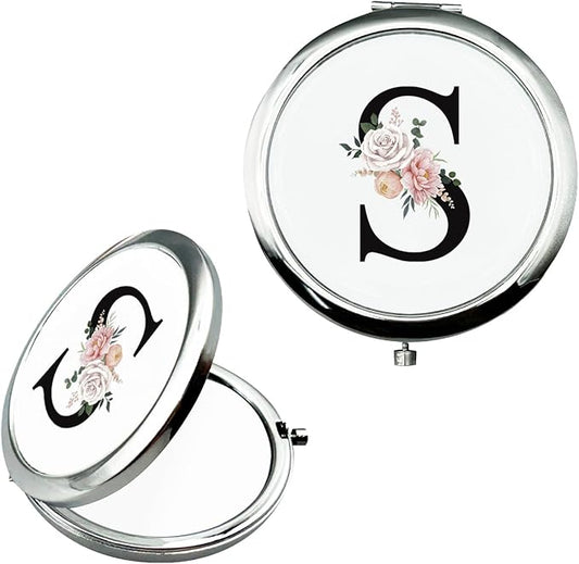 JEKUGOT Monogram Compact Mirror, Personalized Gifts for Women and Girls, Small Pocket Mirror, Personalized Compact Mirrors for Girls, Sister, Wife, Mothers, Birthday Gifts - S