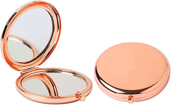 Rose Gold Compact Mirror for Women - 1x/2x Magnifying 2.76'' Small Cosmetic Mirror for Purse Portable Travel Makeup Mini Vanity Mirror Double-Sided Folding Pocket Mirror for Gift