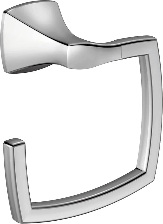 Moen YB5186CH Voss Collection Modern Square Wall Mount Bathroom Hand Towel Ring, Chrome