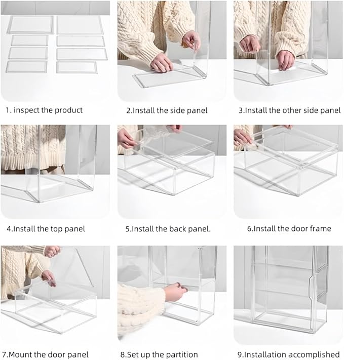 Wall Mount Adhesive Medicine Cabinet,Waterproof Small Bathroom Wall Cabinet with Detachable Partitions,Self Adhesive Farmhouse Storage Cabinet for Smooth Wall Surface and Countertop - Clear