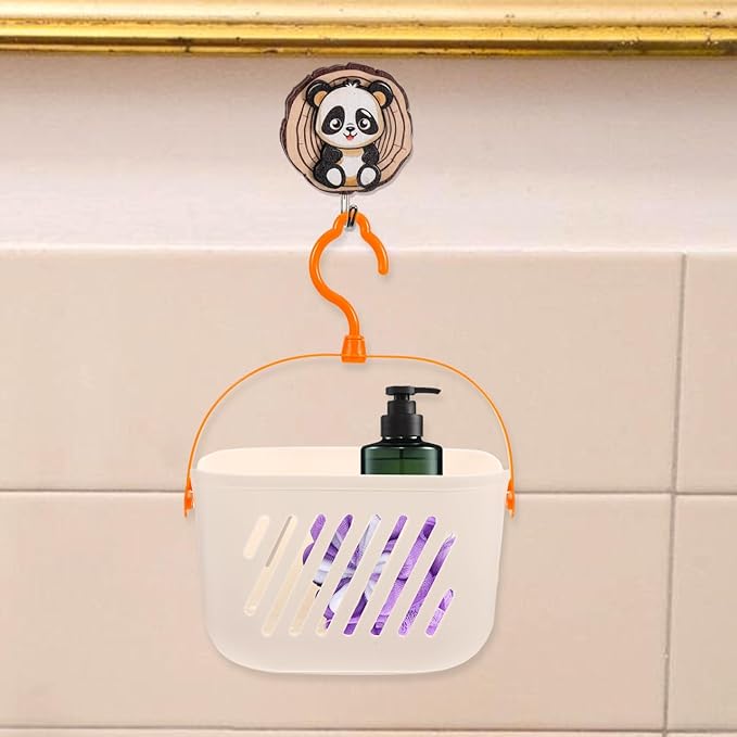 Angoily Small Shower Caddy, Plastic Hanging Basket for Shower with Hook Waterproof Storage Basket for Bathroom and Wall Mounted Organizer with Hollow Drainage Space Saving Storage Solution