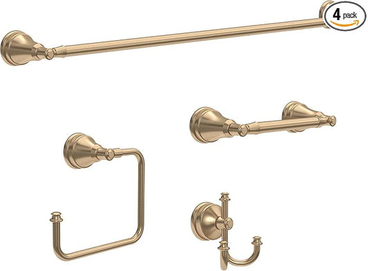 Delta Mylan 4-Piece Bathroom Set Champagne Bronze 18" Towel Rack, Toilet Paper Holder, Hand Towel Holder, Hook| Bathroom Accessory Set Towel Holder 4-Piece Hardware MYN64-CZ