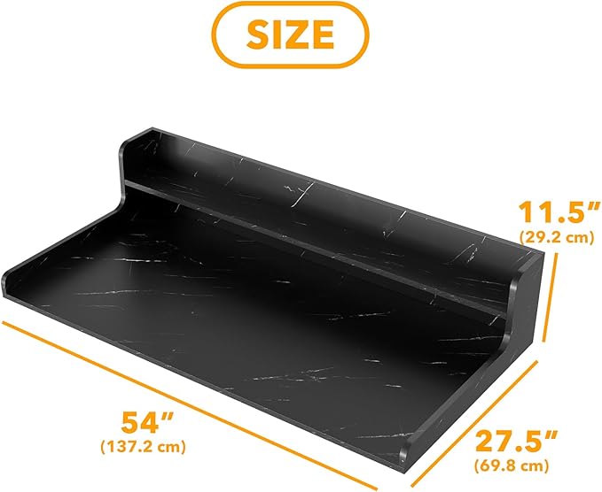 SpaceAid Washer Dryer Countertop with 2-Tier Shelf, Wood Topper with Edge, 54" Width x 27.5" Depth Cover Organizer Guard for Washer and Dryer Counter Laundry Hamper Storage (Black Marble)
