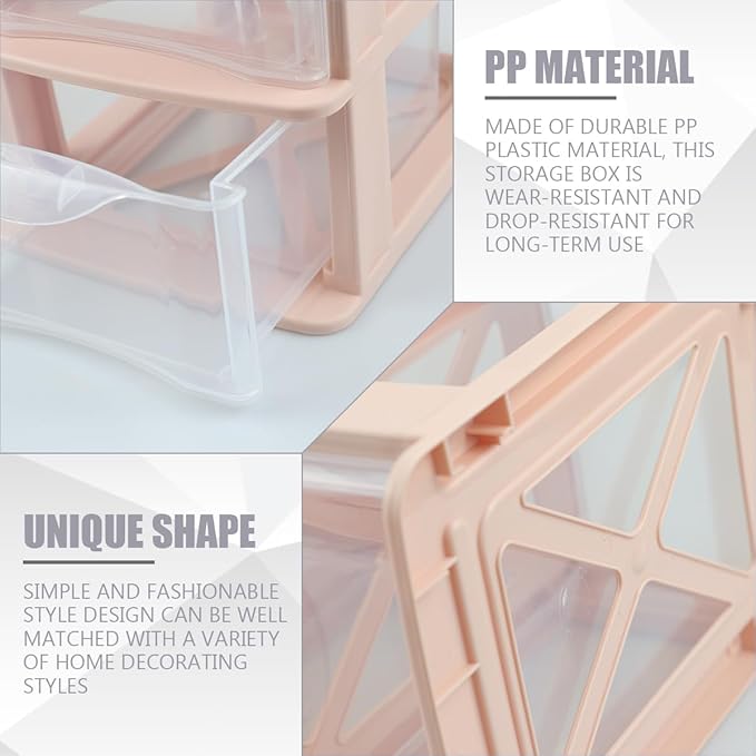 3 Layers Plastic Storage Bins with Drawers Portable Drawer Type Makeup Organizer Multifunction Desk Storage Containers for Home Office Cosmetics Sundries
