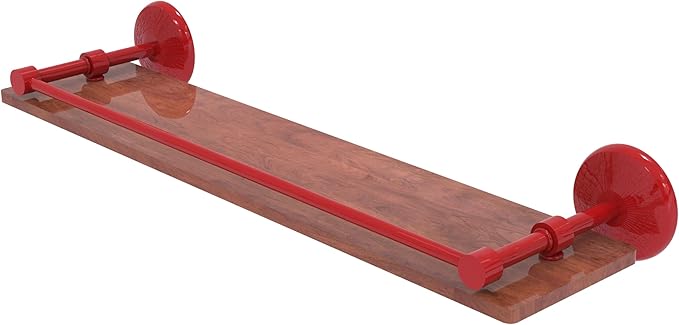 Allied Brass MC-1-22-GAL-IRW-FER Monte Carlo Collection 22 Inch Solid IPE Ironwood Shelf with Gallery Rail, Fire Engine Red