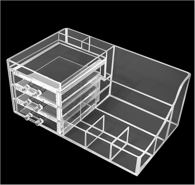 Transparent Acrylic Cosmetic Makeup And Jewelry Storage Box -Storage Plastic Cases -Great For Bathroom