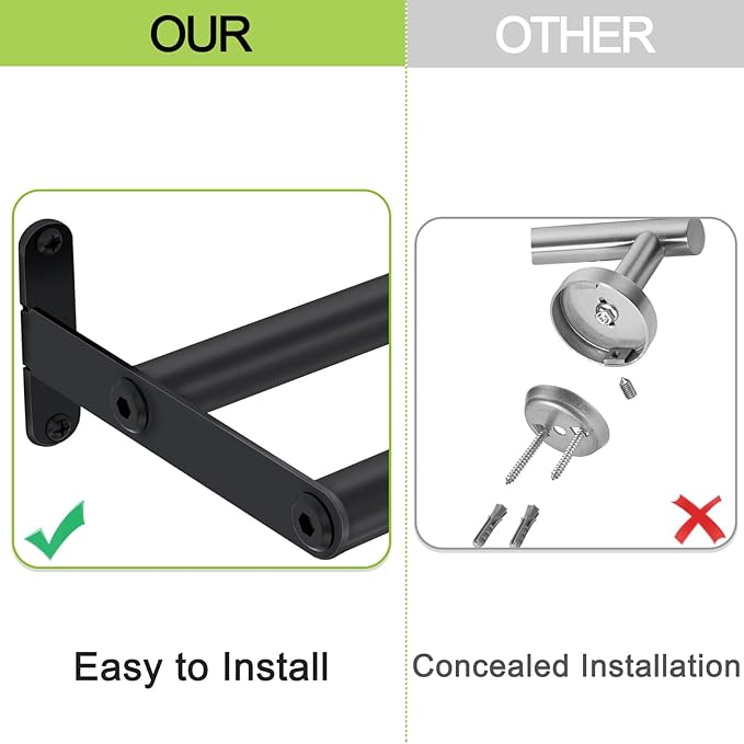 Double Towel Bar, 24 Inch Towel Racks for Bathroom, Stainless Steel Bathroom Towel Holder, Towel Rack Wall Mounted Towel Hanger Towel Rod, Matte Black