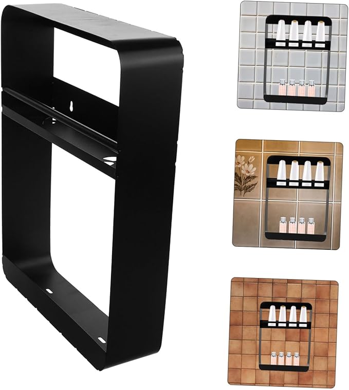 LIFKOME Wall Mounted Storage Rack Multi Functional Bathroom Shelf for Shampoo and Cosmetics Easy Installation Space Saving Design No Drilling Required