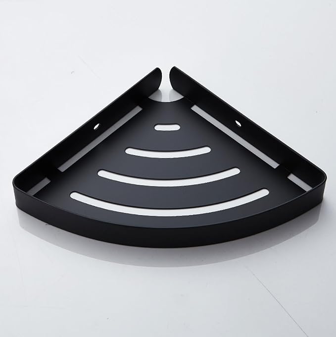 Bathroom Triangular Shelf, Toilet Corner Storage, Black Small Triangle Single-Layer with Hook