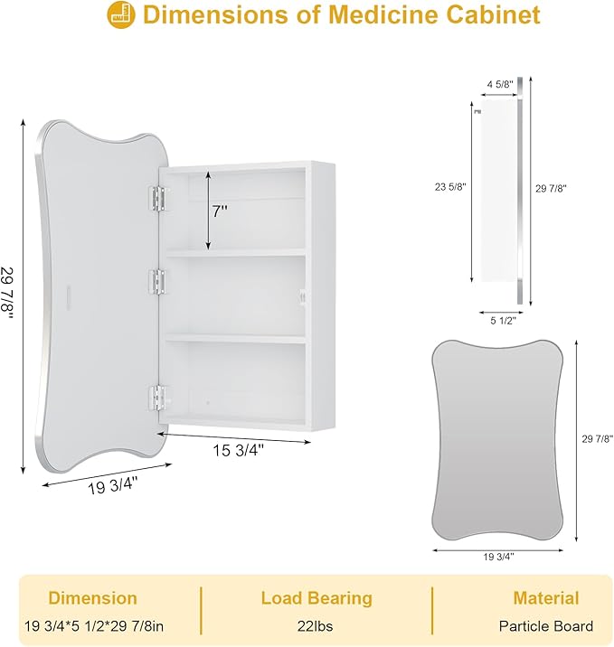 Bathroom Medicine Cabinet with Mirror,Mirrored Medicine Cabinets,Surface Mount Medicine Cabinet Wall Mounted,Bathroom Vanity Mirror with Storage 20x30