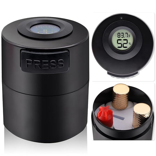Pretty memory Eyelash Glue Storage Container with Digital Display, Temperature and Humidity Monitor, Lash Glue Holder Eyelash Extensions Adhesive Jar Stand Sealed Lash Extension Supplies, Black