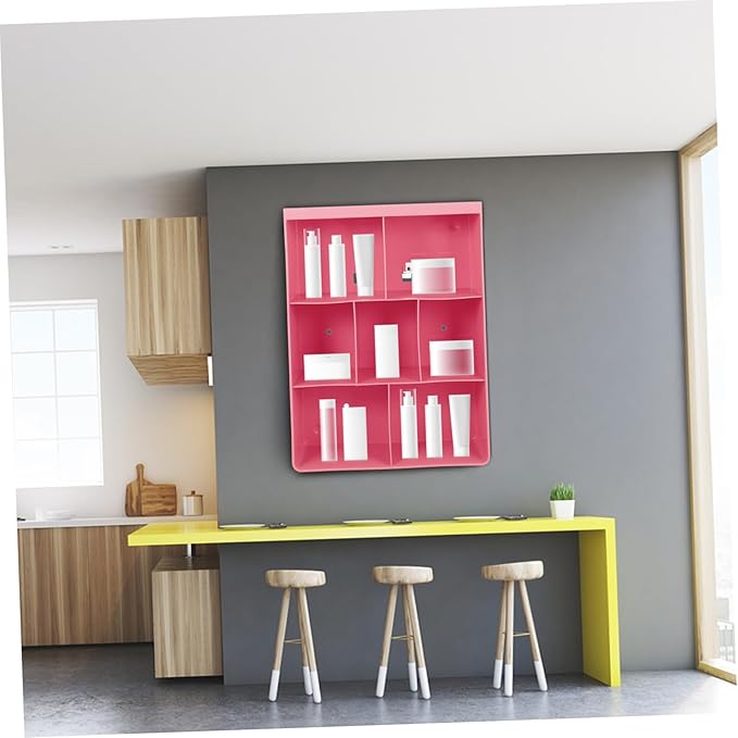 ORFOFE Large Multifunctional Wall Storage Rack Shelf for Bathroom and Kitchen Organization Stylish and Easy to Install Made of Safe Material for Cosmetics and Essentials Pink