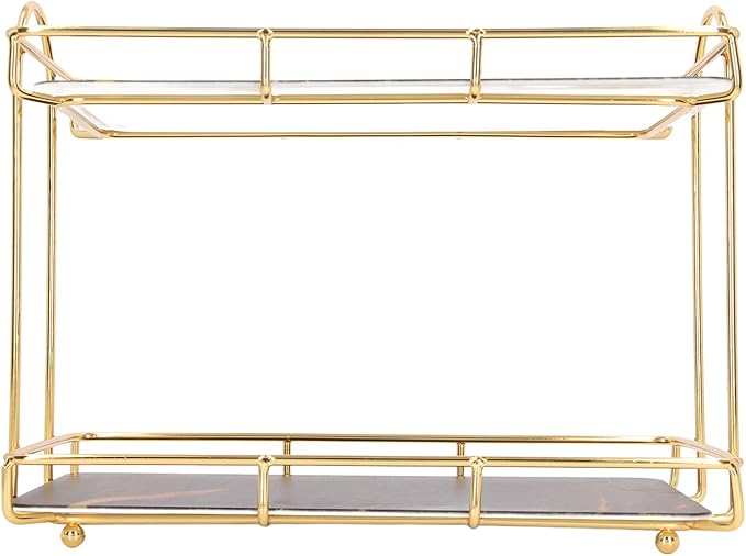 Bathroom Shelf 2 Tier Standing Storage Rack Cosmetic Holder Gold (l)