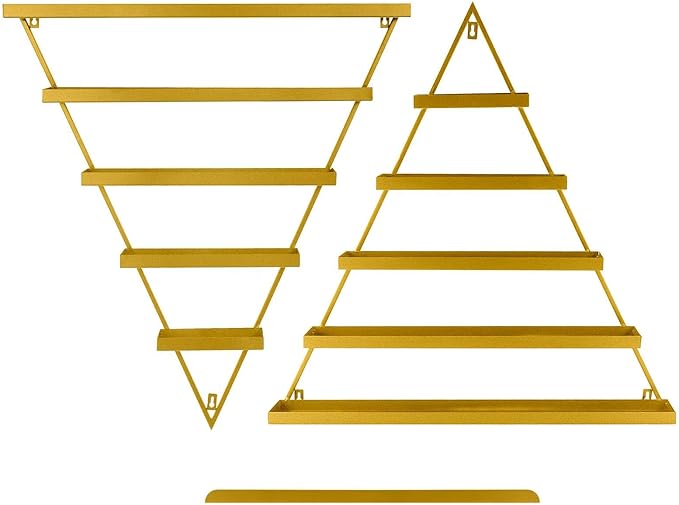 Wall Nail Polish Organizer 5 Tiers - 10pcs Nail Polish Shelf for Walls - Versatile Nail Polish Wall Organizer for Makeups Lipstick Perfume Display in Spa Nails Salon Shop, Easy Installation (Gold)