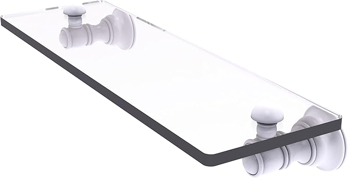 Allied Brass CL-1-16-WHM Carolina Collection 16 Inch Glass Shelf, Matte White