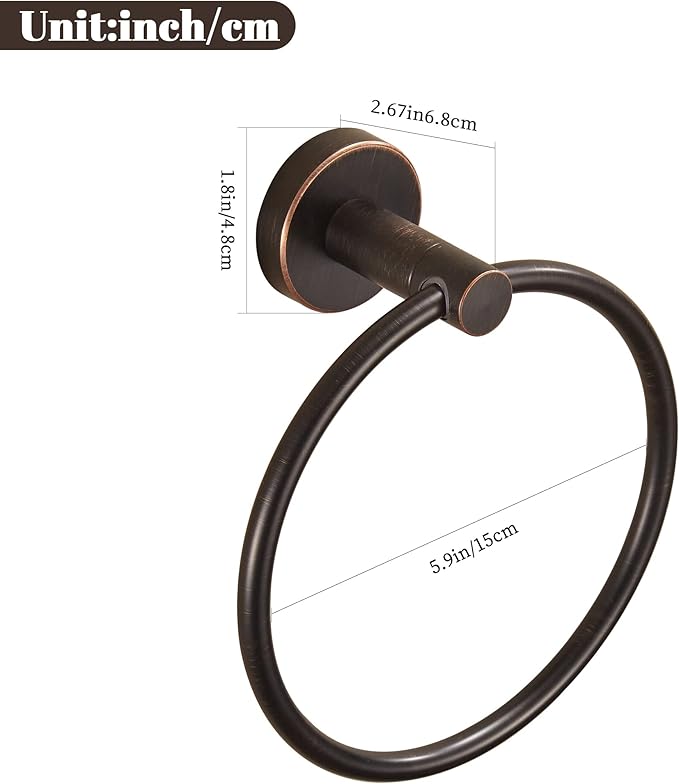 BigBig Home Bronze Towel Holder, Bathroom Towel Ring Oil Rubbed, Bath Hand Towel Rack Hanger Wall Mounted Rustic Farmhouse