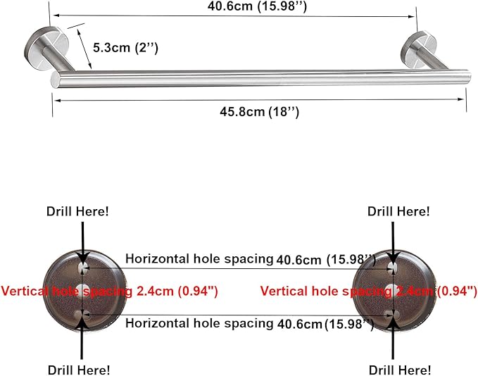 18 Inch Towel Bar Bathroom Towel Holder KWQKEM Wall Mount Sus304 Stainless Steel Towel Rack Bathroom Accessories for Shower Room Restroom (Brushed Nickel)