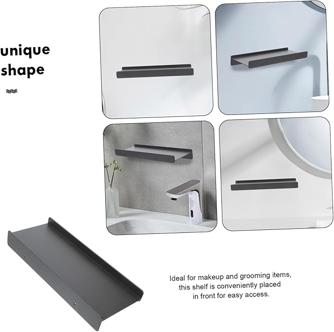 Zerodeko Bathroom Shelf Aluminum Alloy Floating Wall-Mounted Rack for Space-Saving Storage Bathroom Mirror Front Organizer Partitioned Design for Makeup and Grooming Items