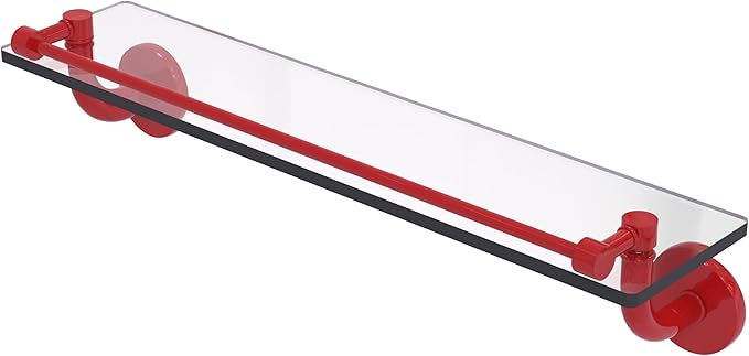 Allied Brass RM-1-22-GAL-FER Remi Collection 22 Inch Glass Vanity Shelf with Gallery Rail, Fire Engine Red