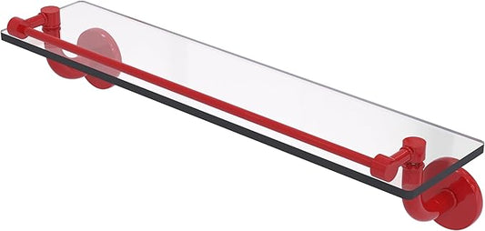 Allied Brass RM-1-22-GAL-FER Remi Collection 22 Inch Glass Vanity Shelf with Gallery Rail, Fire Engine Red