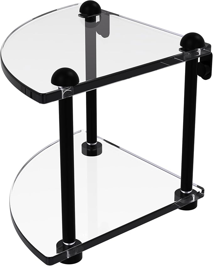 Allied Brass RC-3-BKM Two Tier Corner Glass Shelf, Matte Black