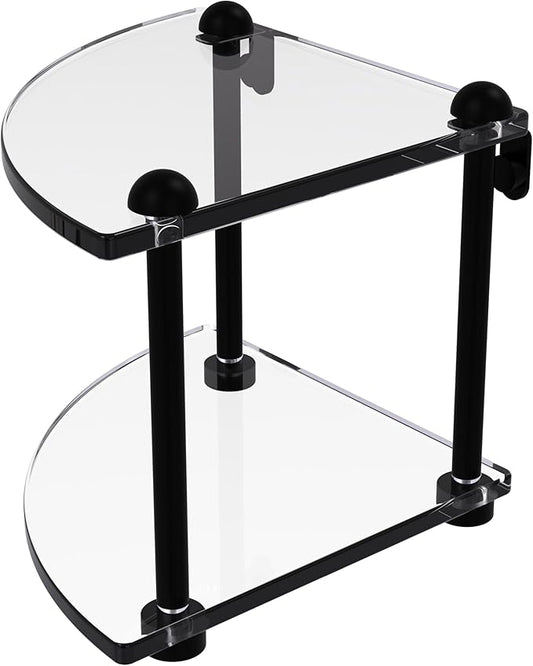 Allied Brass RC-3-BKM Two Tier Corner Glass Shelf, Matte Black