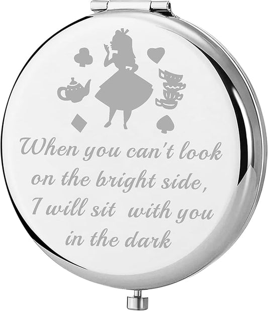 AKTAP Fairy Tale Gifts Princess Fans Compact Mirror I Will Sit with You in The Dark Makeup Mirror for Women