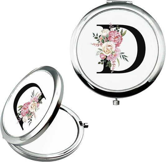 JEKUGOT Monogram Compact Mirror, Personalized Gifts for Women and Girls, Small Pocket Mirror, Personalized Compact Mirrors for Girls, Sister, Wife, Mothers, Birthday Gifts - D