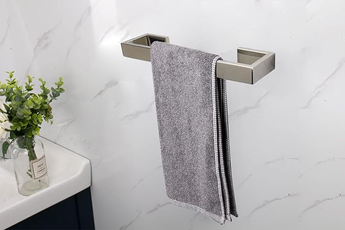 TocTen Bath Towel Rack - Square Base Thicken SUS304 Stainless Steel Towel Bar for Bathroom, Bathroom Bar Accessories Towel Rod Heavy Duty Wall Mounted Towel Holder (Polish Chrome, 12 Inch)