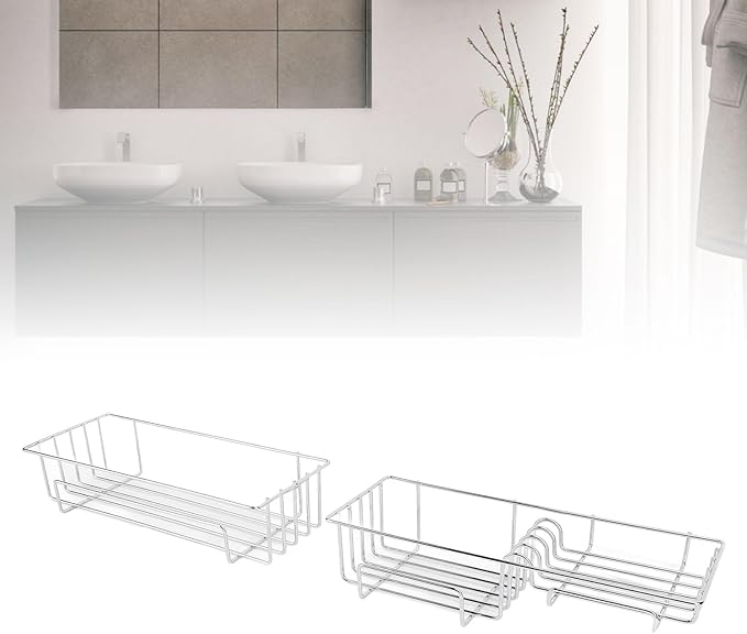 Floating Shelves for Wall, 2PCS Set Iron Bathroom Shelves Over Toilet, Multifunctional Wall Mounted Hanging Shelves, Bathroom Floating Shelves for Kitchen, Bathroom, Living Room