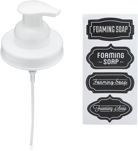 Jarmazing Products Mason Jar Foaming Soap Dispenser Lids - Includes Waterproof Stickers! - White - 1 Pack
