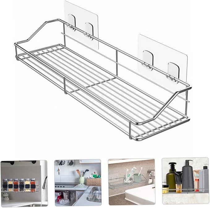 Bathroom Storage Rack Stainless Steel Draining Shelf for Bathroom Kitchen Wall-Mounted Organizer Easy to Clean Practical Design for Toiletries and Accessories
