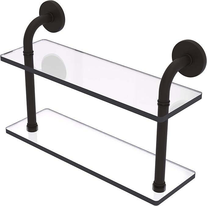 Allied Brass RM-2-16-ORB Remi Collection 16 Inch Two Tiered Glass Shelf, Oil Rubbed Bronze