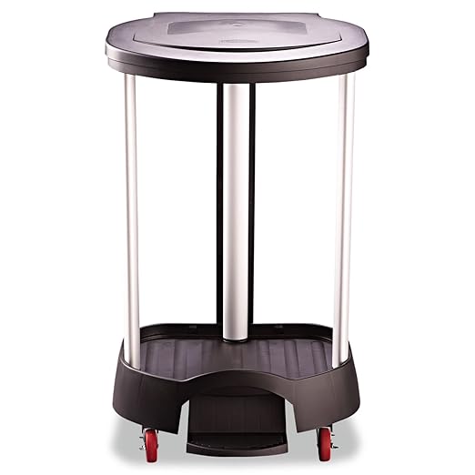 Rubbermaid Commercial Executive Series Step-On Linen Hamper/Laundry Basket with Front Locking Casters, 30 Gallon, Black, Hands Free Lid, for Hospitals/Medical Labs/Commercial Facilities