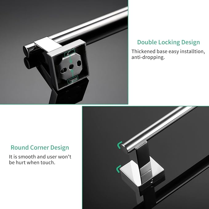 Miyili 9-Inch Hand Towel Bar SUS 304 Stainless Steel Towel Holder Rack for Bathroom or Kitchen Wall Mount Polished Finish, A02C23A