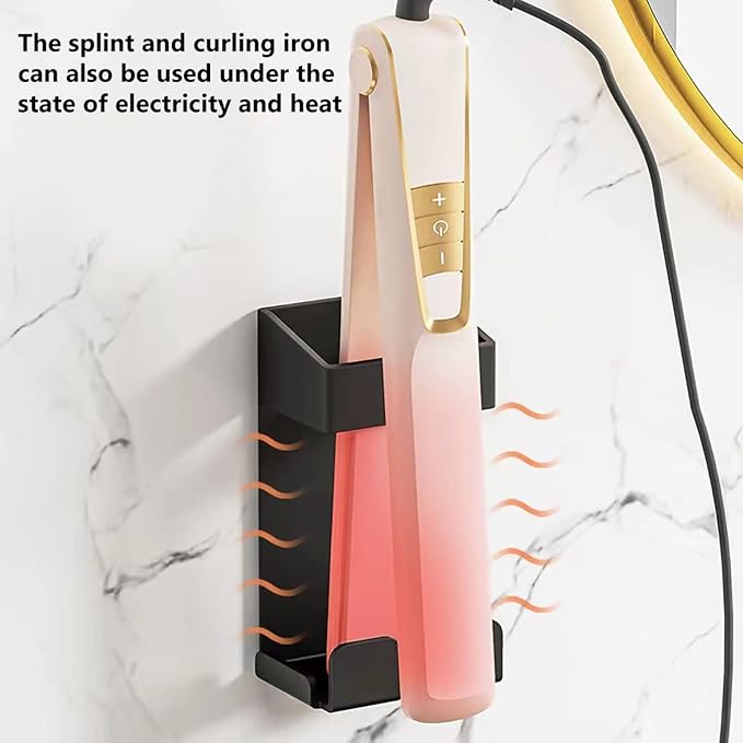 Ejoyous Curling Iron Holder, Stainless Steel Metal Hair Tool Holder Wall Mount Straightener Shelves Organizer Bathroom Shelf for Shaver, Toothpaste, Toothbrush and Remote Control