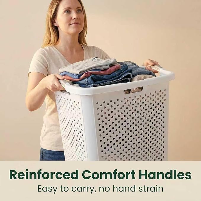 2 Pack 2.5 Bushels Plastic Laundry Baskets, Equipped with Reinforced Comfortable Handles, With Breathable Design, Suitable for Sorting Clothes, Suitable for Use in Households, Dormitories, Apartments.