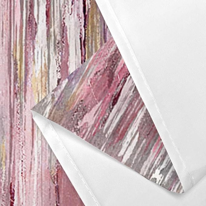 JAWO Abstract Shower Curtain, Modern Aesthetic Stripe Shower Curtain Set 70X75 Inches with 12 Hooks for Bathtub Bathroom Gray Pink Brown Contemporary Abstract Painting Fabric