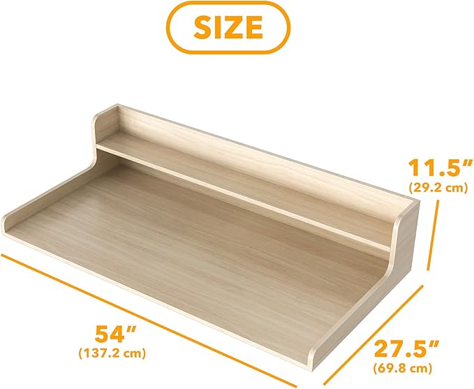 SpaceAid Washer Dryer Countertop with 2-Tier Shelf, Wood Topper with Edge, 54" Width x 27.5" Depth Cover Organizer Guard for Washer and Dryer Counter Laundry Hamper Storage (Oak)