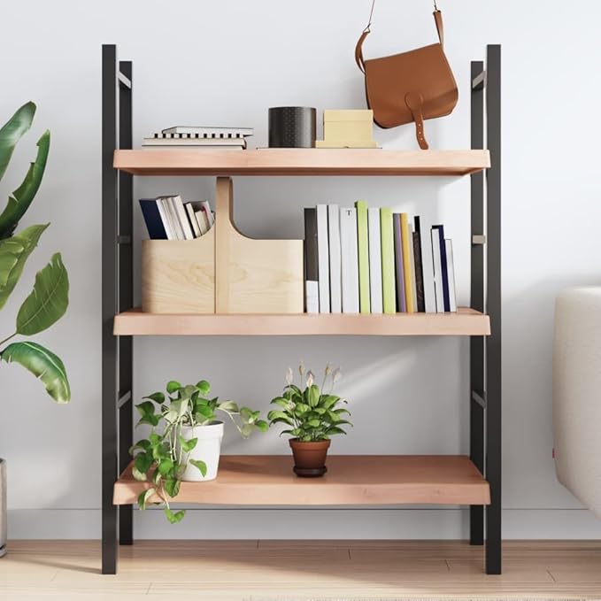 Solid Oak Floating Wall Shelf, 31.5 Inch Heavy Duty Wood Display Shelf, Height-Adjustable Rustic Storage Ledge for Living Room, Bedroom, and Kitchen, Natural Brown