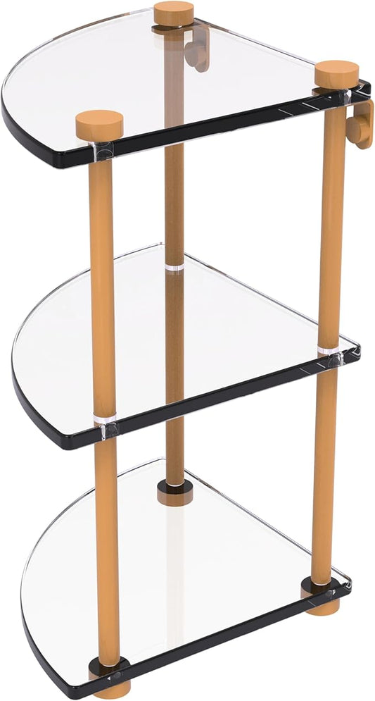 Allied Brass NS-6-GLY Three Tier Corner Glass Shelf, Golden Yellow