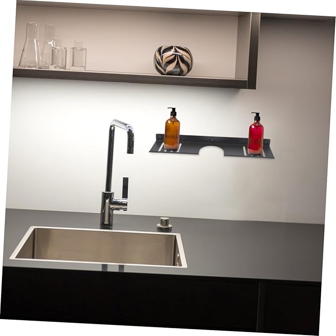 Over Sink Shelf Bathroom Organizer No Drill Wall-Mounted Design for Easy Storage Organization Over Bathroom Sink Minimalist Aesthetic Space-Saving Makeup Station Shaped Gun Grey