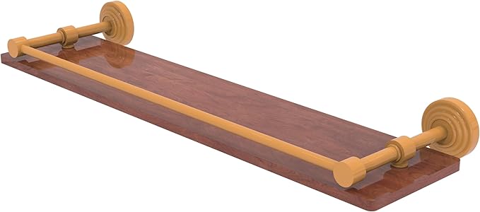 Allied Brass WP-1-22-GAL-IRW-GLY Waverly Place Collection 22 Inch Solid IPE Ironwood Shelf with Gallery Rail, Golden Yellow