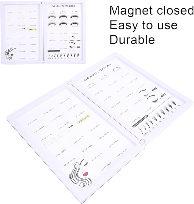Yinhing Empty Eyelash Display Box,Lash Sample Display Box, Professional False Eyelashes Display Book Organizer Water Proof Makeup Eyelash Display Board